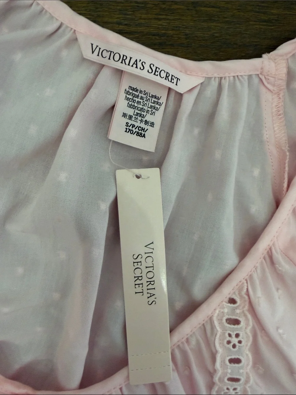 Victoria's Secret Light Pink Eyelet Cotton Sleep Set - Short Sleeve Top & Shorts - Picture 2 of 6